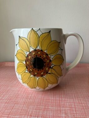 Arabia Vintage 60s Hand-Painted  HL Ahola Ceramic Sunflower Pitcher